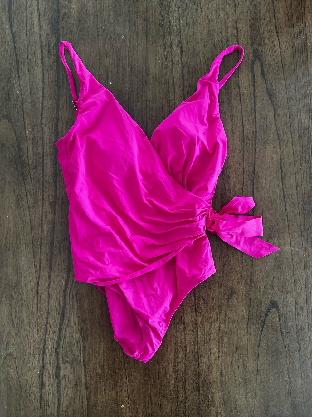 Anne Cole Hot Pink One Piece Wrap Tie Swimsuit Womens 6 NWT